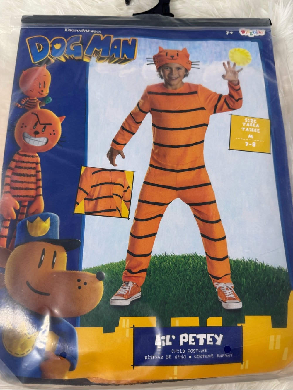 Dog Man Lil' Petey Kids Orange Stripe Costume - NEW M 7-8 L 10-12 Halloween